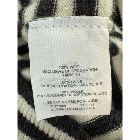 J Crew Button Up Cardigan Sweater Gray White Stripe Wool Fray Trim Women's S - Picture 4 of 11